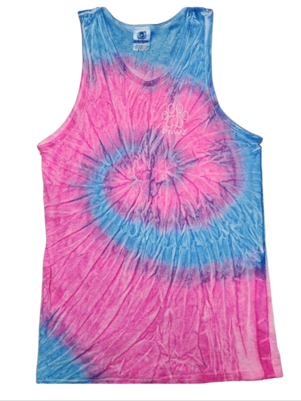 PAWZ Pink Blue Tie Dye Tank Top Women's Size Small 🐾 Dog Lover Tank